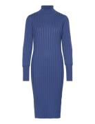 Srfelina Rollneck Dress Knit Knelang Kjole Blue Soft Rebels