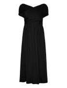 Cupro Dress Knelang Kjole Black Rosemunde