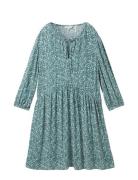 Feminine Printed Dress Kort Kjole Green Tom Tailor