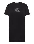 Satin Ck T-Shirt Dress Kort Kjole Black Calvin Klein Jeans