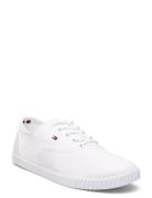 Canvas Lace Up Sneaker Lave Sneakers White Tommy Hilfiger