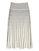 Striped Cotton-Blend Midi Skirt Knelangt Skjørt Cream Lauren Ralph Lau...