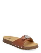 Sl Pescura Margot Leather Flate Sandaler Brown Scholl