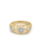 The Bezel Heart Signet Ring- Gold- 7 Ring Smykker Gold LUV AJ
