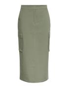 Yaspocka Hmw Midi Skirt Knelangt Skjørt Khaki Green YAS