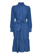 Checked Midi Dress Knelang Kjole Blue Esprit Collection