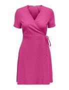 Onladdiction-Caro S/S Linen Dress Cc Pnt Kort Kjole Pink ONLY