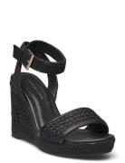 Th Rope High Wedge Sandal Sandal Med Hæl Espadrilles Black Tommy Hilfi...