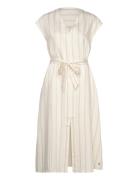 Cutro Striped V-Neck Dress Knelang Kjole Cream Tamaris Apparel