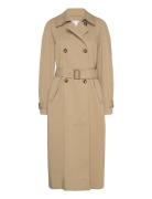 Double-Breasted Cotton Trench Coat Trench Coat Kåpe Beige Mango