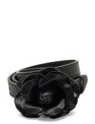Leather Flower-Buckle Skinny Belt Belte Black Lauren Ralph Lauren