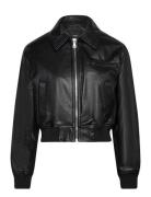 Vintage Leather-Effect Jacket Skinnjakke Skinnjakke Black Mango