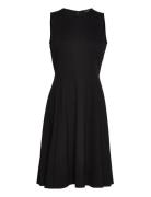 Ponte Fit-And-Flare Dress Knelang Kjole Black Lauren Ralph Lauren