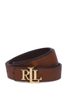 Logo Reversible Pebbled Leather Belt Belte Brown Lauren Ralph Lauren