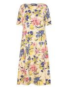 Floral Stretch Cotton Midi Dress Knelang Kjole Multi/patterned Lauren ...