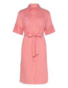 Rel Linen Ss Shirt Dress Knelang Kjole Pink GANT