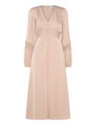 Alicia Midi Dress Knelang Kjole Beige Bubbleroom