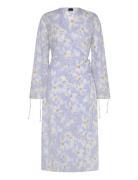 Midi Wrap Dress Knelang Kjole Blue Gina Tricot
