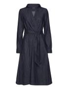 Denim Long-Sleeve Midi Dress Knelang Kjole Blue Lauren Ralph Lauren