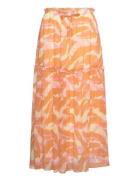 Recycled Chiffon Skirt Langt Skjørt Orange Rosemunde