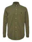 Featherweight Mesh-Lsl-Knt Designers Shirts Casual Khaki Green Polo Ra...