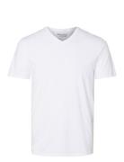 Slhnewpima Ss V-Neck Tee Noos Tops T-shirts Short-sleeved White Select...