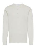 Slhbaker Ls Split Neck Tee U Tops T-shirts Long-sleeved White Selected...