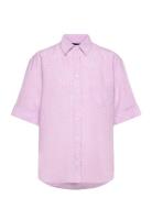 D2. Rel Ss Linen Chambray Shirt Tops Shirts Short-sleeved Purple GANT