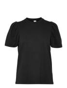 Isa Puff Sleeve Tee Tops T-shirts & Tops Short-sleeved Black Twist & T...
