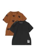 Basic Heart Ss Tee 2-Pack Tops T-shirts Short-sleeved Black Mini Rodin...
