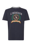 Brand Carrier Print Tee S/S Tops T-shirts Short-sleeved Navy Lindbergh