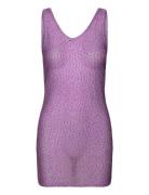 Sequin Knit Straight Top Tops T-shirts & Tops Sleeveless Purple REMAIN...