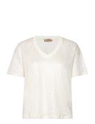 Casa V-Ss Foil Tee Tops T-shirts & Tops Short-sleeved Cream MOS MOSH