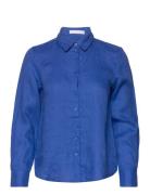 Linen 100% Shirt Tops Shirts Long-sleeved Blue Mango