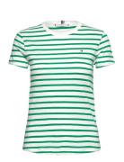1985 Slim Slub C-Nk Ss Tops T-shirts & Tops Short-sleeved Green Tommy ...