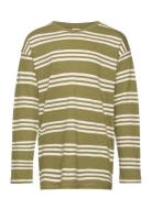 Top Ls Essential Stripe Tops T-shirts Long-sleeved T-shirts Green Lind...