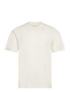 Basic T-Shirt With Pocket Tops T-shirts Short-sleeved Cream Tom Tailor