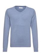 V-Neck Sweater Tops Knitwear Pullovers Blue Mango