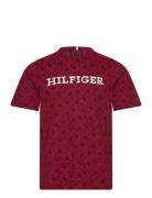 Aop Monogram Tee Tops T-shirts Short-sleeved Burgundy Tommy Hilfiger