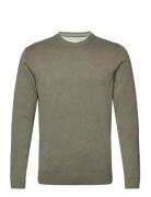 Basic Crewneck Knit Tops Knitwear Round Necks Khaki Green Tom Tailor