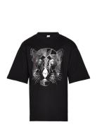 T Shirt Frontprint Panther Tops T-shirts Short-sleeved Black Lindex
