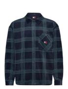 Tjm Check Polar Fleece Overshirt Tops Overshirts Navy Tommy Jeans