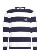 Standard Fit Monogram Terry T-Shirt Tops T-shirts Long-sleeved Navy Po...