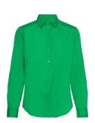 Featherweight Cotton Shirt Tops Shirts Long-sleeved Green Lauren Ralph...