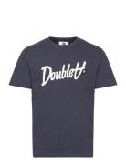 Ace Script & Badge T-Shirt Tops T-shirts Short-sleeved Navy Double A B...