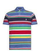 Custom Slim Fit Striped Mesh Polo Shirt Tops Polos Short-sleeved Blue ...