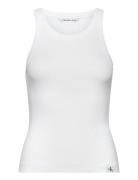 Variegated Rib Woven Tab Tank Tops T-shirts & Tops Sleeveless White Ca...