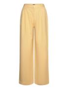 Trouser Ragna With Pleats Bottoms Trousers Wide Leg Yellow Lindex