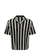 Onsdani Crochet Ss Shirt Fw Tops Shirts Short-sleeved Black ONLY & SON...