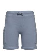 Textured Cotton-Blend Bermuda Shorts Bottoms Shorts Blue Mango